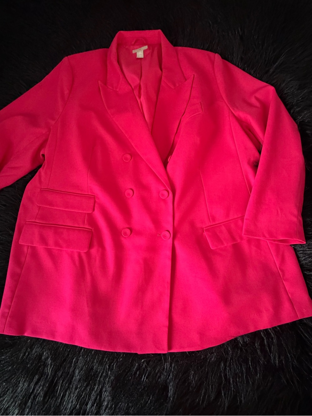 H&M Double-Breasted Bright Raspberry Blazer